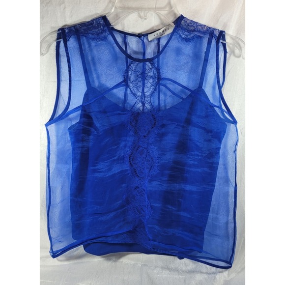 Sandro Tops - Sandro Paris Women's Sheer Sleeveless Top w/ Silk Cami - Blue - Sz 1 (US 4)